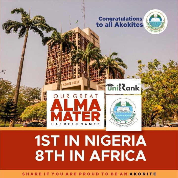 UNILAG Ranks Best In Nigeria And 8th In Africa