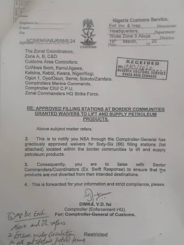 FG Lifts Suspension On Fuel Supply To Border Communities